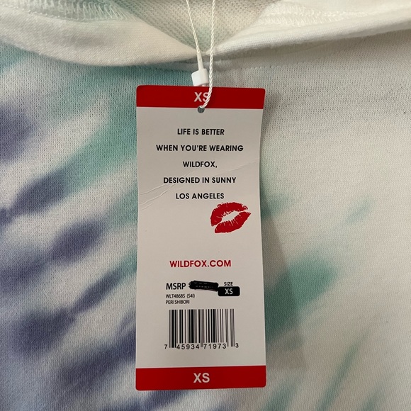 NWT Wildfox Couture Purple & Green Tie-Dye French Terrycloth Hoodie Sweatshirt - Picture 6 of 9